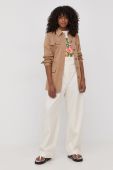 Штани BOSS жіночі колір бежевий широке висока посадка (2268810) Штани BOSS жіночі колір бежевий широке висока посадка (2268810)