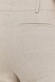 Льняні штани MICHAEL Michael Kors жіночі колір бежевий широке висока посадка Льняні штани MICHAEL Michael Kors жіночі колір бежевий широке висока посадка
