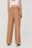 Штани Bruuns Bazaar жіночі колір бежевий широкі висока посадка Штани Bruuns Bazaar жіночі колір бежевий широкі висока посадка