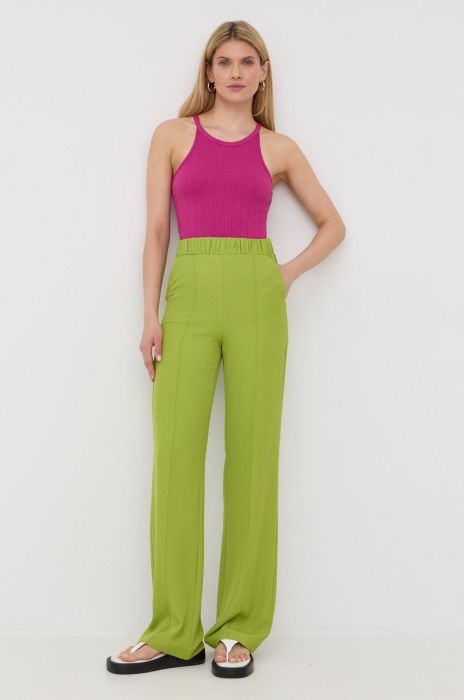 Штани Patrizia Pepe жіночі колір зелений пряме висока посадка Штани Patrizia Pepe жіночі колір зелений пряме висока посадка