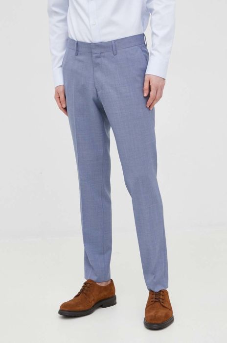 Вовняні штани Tiger Of Sweden чоловічі облягаюче колір блакитний Вовняні штани Tiger Of Sweden чоловічі облягаюче колір блакитний