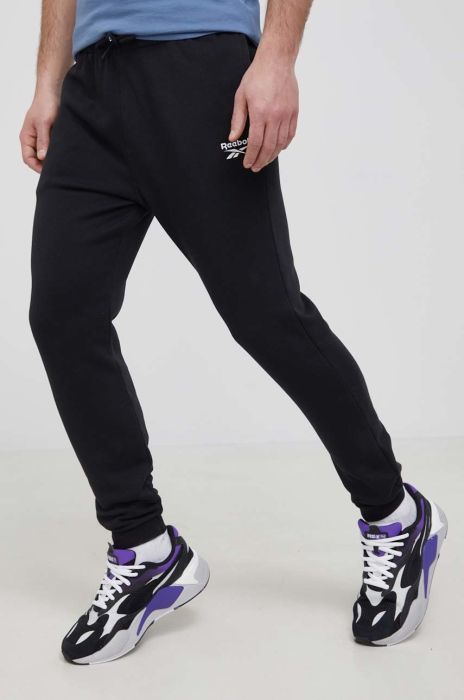Штани Reebok чоловічі колір чорний з принтом Штани Reebok чоловічі колір чорний з принтом