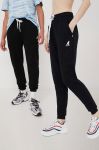 Бавовняні спортивні штани Kangol колір чорний однотонні KLEU007-117 Бавовняні спортивні штани Kangol колір чорний однотонні KLEU007-117