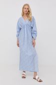 Бавовняна сукня Herskind maxi пряма колір блакитний
