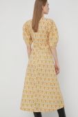 Бавовняна сукня Notes du Nord колір жовтий midi розкльошена