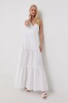 Бавовняна сукня Pinko колір білий maxi розкльошена