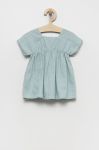 Дитяча льняна сукня United Colors of Benetton mini розкльошена колір блакитний