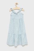 Дитяча льняна сукня United Colors of Benetton midi розкльошена колір блакитний (2323940)