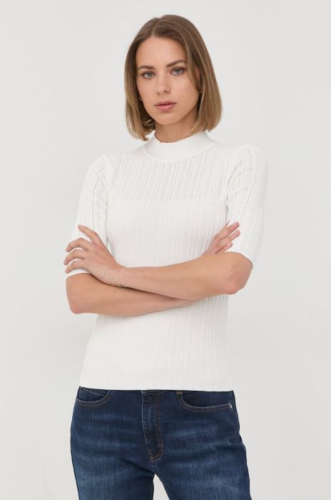 Светр HUGO жіночий колір бежевий легкий півгольф (2197895)