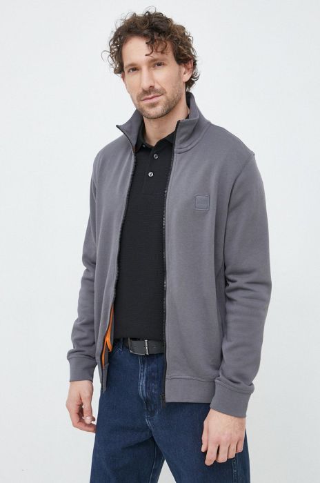 Бавовняна кофта BOSS BOSS CASUAL чоловіча колір сірий однотонна (2895024) Бавовняна кофта BOSS BOSS CASUAL чоловіча колір сірий однотонна (2895024)