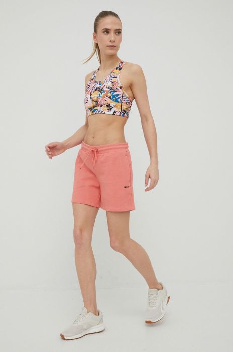 Бавовняні шорти Dkny жіночі колір рожевий однотонні середня посадка