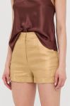 Лляні шорти Patrizia Pepe жіночі колір золотий однотонні висока посадка Лляні шорти Patrizia Pepe жіночі колір золотий однотонні висока посадка