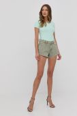 Джинсові шорти Guess жіночі колір зелений однотонні середня посадка
