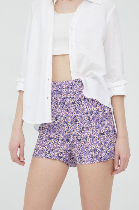 Шорти JDY жіночі колір фіолетовий візерунок висока посадка
