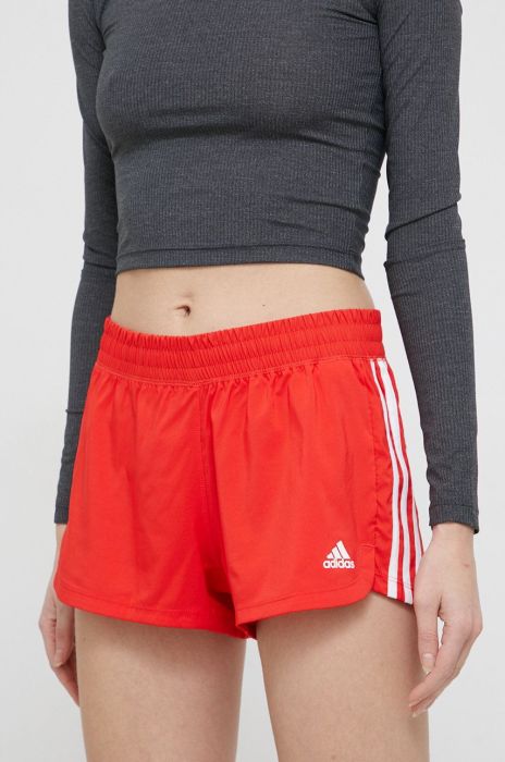 Спортивні шорти adidas Performance HD9588 жіночі колір червоний однотонні висока посадка Спортивні шорти adidas Performance HD9588 жіночі колір червоний однотонні висока посадка