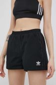 Шорти adidas Originals Adicolor HC2045 жіночі колір чорний однотонні висока посадка HC2045-BLACK