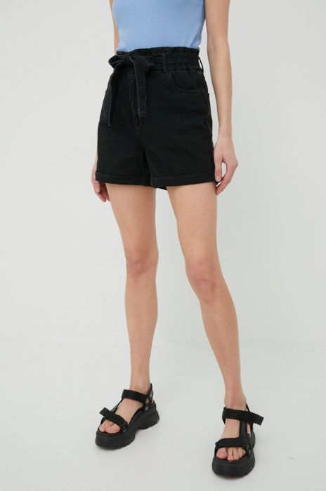 Джинсові шорти Vero Moda жіночі колір сірий однотонні висока посадка