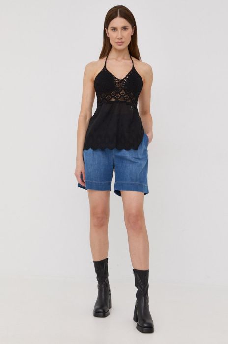 Джинсові шорти Liu Jo жіночі однотонні висока посадка колір блакитний (2293281)