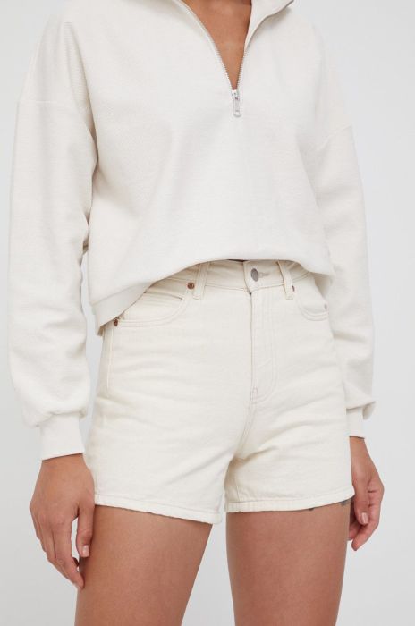 Джинсові шорти Dr. Denim жіночі колір бежевий однотонні висока посадка (2114229)