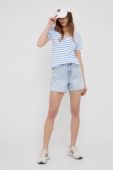 Джинсові шорти Dr. Denim жіночі однотонні висока посадка колір блакитний (2334141)