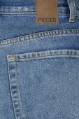 Джинсові шорти Pieces жіночі  висока посадка колір блакитний
