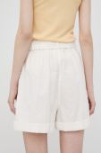 Шорти з домішкою льону Pepe Jeans Muriel жіночі колір білий однотонні висока посадка