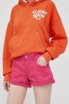 Джинсові шорти Pepe Jeans Siouxie жіночі колір фіолетовий однотонні висока посадка Джинсові шорти Pepe Jeans Siouxie жіночі колір фіолетовий однотонні висока посадка