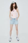Джинсові шорти Tommy Jeans жіночі однотонні висока посадка колір блакитний (2412744)