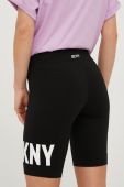 Шорти Dkny жіночі колір чорний з принтом висока посадка (2468382)