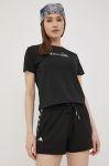 Шорти Kappa жіночі колір чорний з аплікацією середня посадка Шорти Kappa жіночі колір чорний з аплікацією середня посадка
