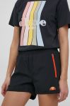 Шорти Ellesse жіночі колір чорний однотонні висока посадка Шорти Ellesse жіночі колір чорний однотонні висока посадка