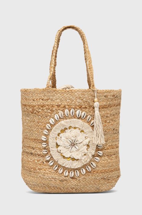 Пляжна сумка Desigual колір бежевий Пляжна сумка Desigual колір бежевий