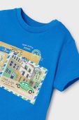Дитяча бавовняна футболка Mayoral з принтом колір блакитний (2000717)