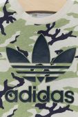 Дитяча бавовняна футболка adidas Originals HE6924 колір зелений з принтом