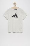 Дитяча бавовняна футболка adidas Performance HG8857 колір сірий меланж Дитяча бавовняна футболка adidas Performance HG8857 колір сірий меланж