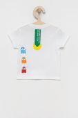 Дитяча бавовняна футболка United Colors of Benetton колір білий з принтом (2032396)