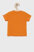 Дитяча бавовняна футболка United Colors of Benetton колір помаранчевий гладкий (2025821)