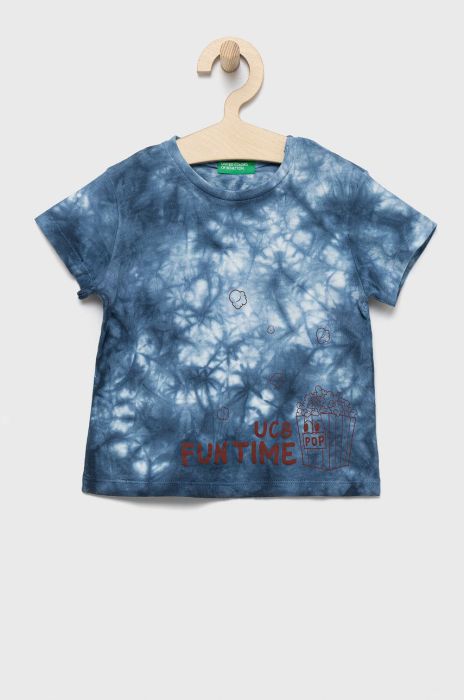 Дитяча бавовняна футболка United Colors of Benetton візерунок колір блакитний (2409316) Дитяча бавовняна футболка United Colors of Benetton візерунок колір блакитний (2409316)