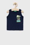 Дитячий бавовняний топ United Colors of Benetton колір синій з принтом Дитячий бавовняний топ United Colors of Benetton колір синій з принтом
