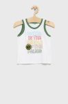 Дитячий бавовняний топ United Colors of Benetton колір білий з аплікацією