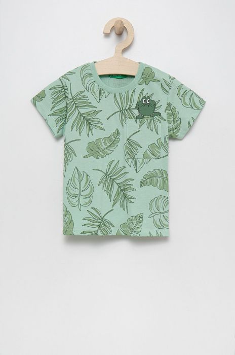 Дитяча бавовняна футболка United Colors of Benetton колір зелений з принтом (2305309) Дитяча бавовняна футболка United Colors of Benetton колір зелений з принтом (2305309)