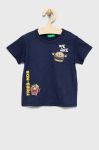 Дитяча бавовняна футболка United Colors of Benetton колір синій з принтом (2408955) Дитяча бавовняна футболка United Colors of Benetton колір синій з принтом (2408955)
