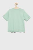 Дитяча бавовняна футболка United Colors of Benetton колір зелений однотонний (2366722)