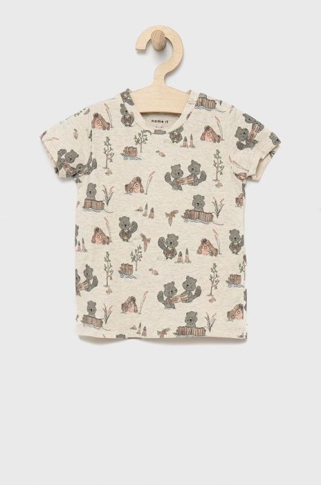 Дитяча футболка Name it колір бежевий візерунок (2117500) Дитяча футболка Name it колір бежевий візерунок (2117500)