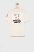 Дитяча бавовняна футболка Birba&Trybeyond колір бежевий з аплікацією (2348780)