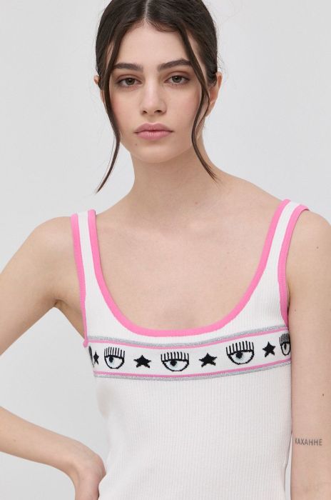 Топ Chiara Ferragni жіночий колір білий Топ Chiara Ferragni жіночий колір білий