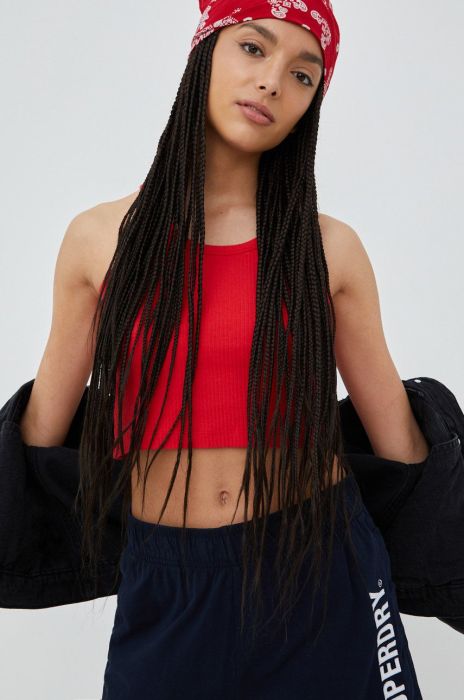 Бавовняний топ Superdry колір червоний (2366838) Бавовняний топ Superdry колір червоний (2366838)