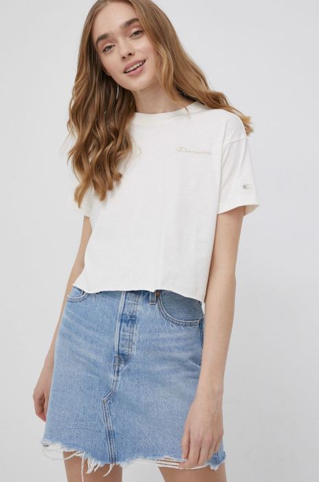 Бавовняна футболка Champion 115066 колір бежевий Бавовняна футболка Champion 115066 колір бежевий