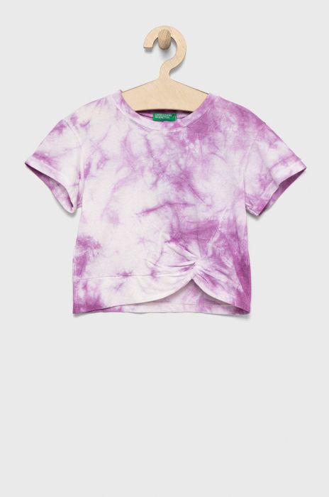Дитяча бавовняна футболка United Colors of Benetton колір фіолетовий (2409514) Дитяча бавовняна футболка United Colors of Benetton колір фіолетовий (2409514)