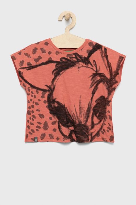 Дитяча бавовняна футболка United Colors of Benetton колір помаранчевий (2366167) Дитяча бавовняна футболка United Colors of Benetton колір помаранчевий (2366167)